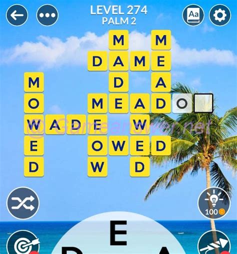 Wordscapes level 1274 is in the Pebble group, Beach pack of levels. . Wordscapes level 274